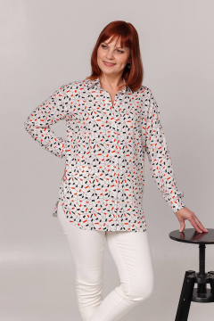 Белая блуза с манжетами и летний хлопковый комплект Соджи 621 молочный - фото 1