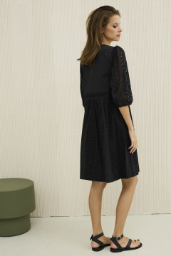 платье летнее свободное из хлопкового ришелье DAVA 151 черный - фото 2