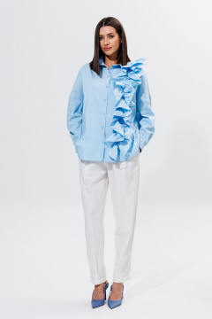 Комплект блуза рубашечного кроя с рюшей и классические брюки Ларс Стиль 919 - фото 4