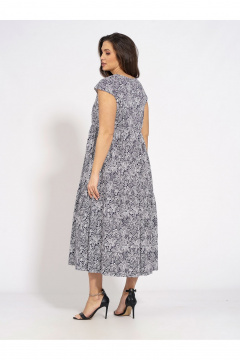 Летнее платье трапециевидного силуэта из хлопка с коротким рукавом Медея и К 2200 бело-синий - фото 5