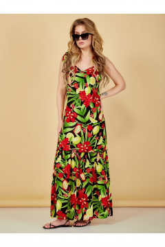 Летний сарафан из вискозы с воланом по низу Медея и К 2207 цветы - фото 1