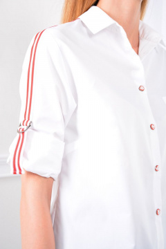 Белая рубашка с контрастными лампасами и воротником стойка LM СО01 - фото 4
