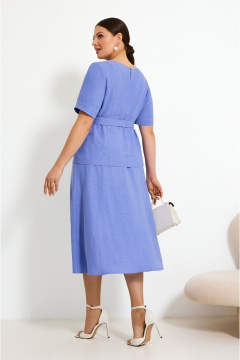 Деловой костюм с синим блузкой из вискозы и льна и юбкой Lissana 4888 лавандовый - фото 5