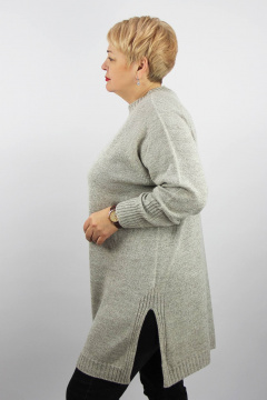 Демисезонная туника из трикотажа с разрезами по бокам Полесье С1718-23 4С8786-Д43 158,164 кофейный+суровый - фото 2