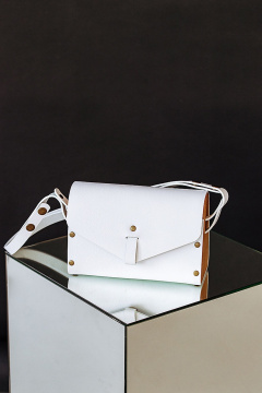 Кожаная сумка через плечо с деревянными вставками красная Because MISHEL WHITE - фото 1