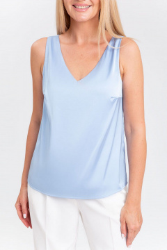 Деловая свободная блузка из шелковистой ткани с V-вырезом IVARI 423 голубой - фото 4