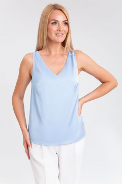Деловая свободная блузка из шелковистой ткани с V-вырезом IVARI 423 голубой - фото 2