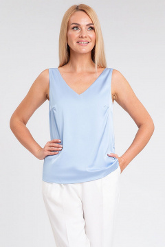 Деловая свободная блузка из шелковистой ткани с V-вырезом IVARI 423 голубой - фото 1