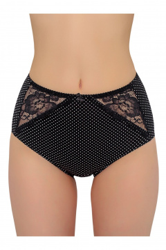 Женские кружевные трусы из трикотажа для ежедневного комфорта ЛЕДИ ГРАНД 191167 черный_горох - фото 1