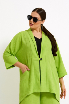 Летний костюм с жилетом и брюками из текстиля с карманами Lissana 4905 лайм - фото 3