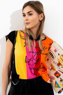 Топ Luna 154 полоска-черный - фото 1