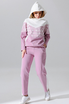 Летние прямые брюки и джемпер с капюшоном из текстиля Faufilure C1371 розовый - фото 2