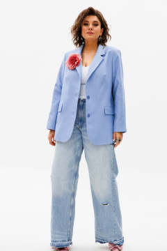 Деловой приталенный жакет из текстиля на каждый день Anelli 1471.1 гавайский_океан - фото 4