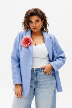 Деловой приталенный жакет из текстиля на каждый день Anelli 1471.1 гавайский_океан - фото 1