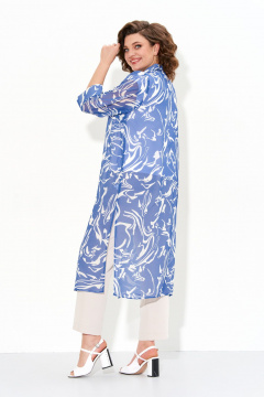 Летняя шифоновая туника с разрезами и рукавами 3/4 IVA 1606 синий - фото 2