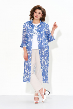 Летняя шифоновая туника с разрезами и рукавами 3/4 IVA 1606 синий - фото 1