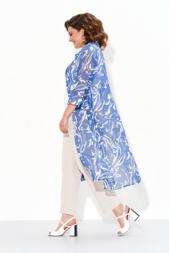 Летняя шифоновая туника с разрезами и рукавами 3/4 IVA 1606 синий - фото 5