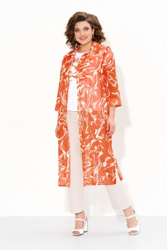 Летняя шифоновая туника с разрезами и рукавами 3/4 IVA 1606 оранжевый - фото 1