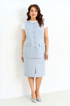 Голубая летняя юбка из натуральной ткани с разрезом IVA 1602 - фото 1