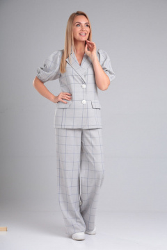 Брюки, жакет Gamma Gracia 723 серый_клетка - фото 4