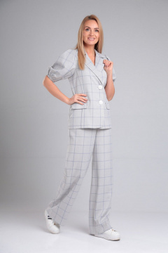 Брюки, жакет Gamma Gracia 723 серый_клетка - фото 3