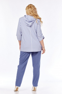 Голубой комплект брюк и жакета в полоску, комфортный летний стиль Tensi 375 голубой - фото 3