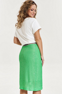 Зеленая юбка-карандаш с пайетками и прозрачными вставками AVE RARA 3015 изумрудный_зеленый - фото 2