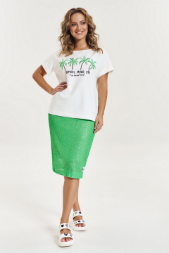 Зеленая юбка-карандаш с пайетками и прозрачными вставками AVE RARA 3015 изумрудный_зеленый - фото 1