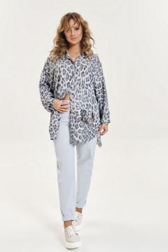 Голубые летние джинсы с декоративными строчками и резинкой AVE RARA 4113 серо-голубой - фото 1