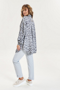 Голубые летние джинсы с декоративными строчками и резинкой AVE RARA 4113 серо-голубой - фото 2