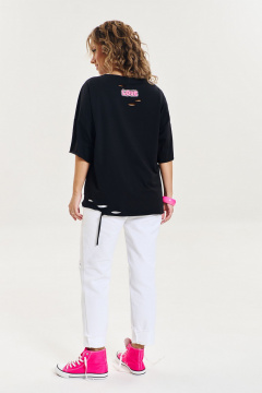 Белые хлопковые джинсы с прорезями и винтажной стиркой AVE RARA 4120 белый - фото 2