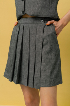 Серое мини юбка с складками и карманами JRSy 2430 серый_меланж - фото 2