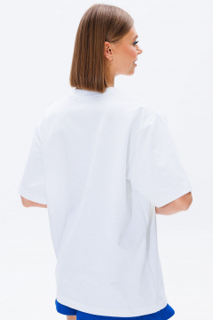 Белая и черная спортивная футболка с печатью и бейками GO F1007/01-01 - фото 5