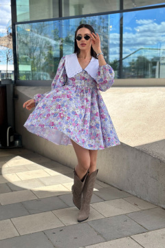 Платье свободного кроя с хлопковым воротником THE.WOMAN 0178 сиреневый - фото 1