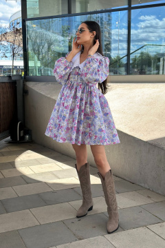 Платье свободного кроя с хлопковым воротником THE.WOMAN 0178 сиреневый - фото 2