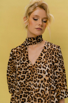 Платье с леопардовым принтом, расклешением и кокеткой JRSy 2461 леопард - фото 3