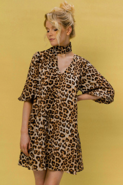 Платье с леопардовым принтом, расклешением и кокеткой JRSy 2461 леопард - фото 2