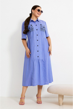 Платье в стиле бохо с вышивкой и рубашечным воротником Lissana 4933 лаванда - фото 1