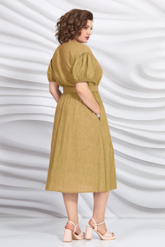 Платье из хлопка с резинкой, карманами и расклешенной юбкой Mira Fashion 5433-2 - фото 3