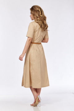 Платье приталенное расклешенное из хлопка с карманами VI ORO VR-1132 капучино - фото 5