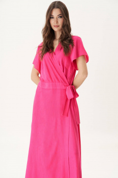 Платье с запахом из вискозы с поясом и свободным кроем Fantazia Mod 4799 фуксия - фото 2
