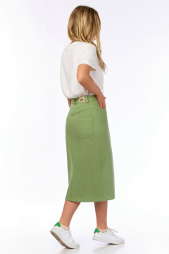 Женская миди юбка в джинсовом стиле с карманами LEANNA-STYLE 1007 зелёный - фото 3