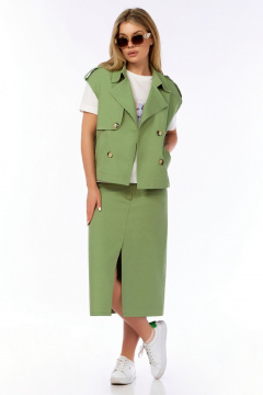 Женская миди юбка в джинсовом стиле с карманами LEANNA-STYLE 1007 зелёный - фото 2