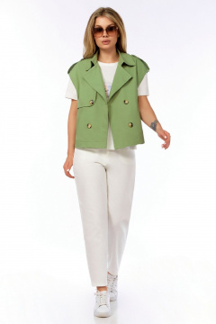 Жилет прямого силуэта из текстильной ткани Джинс LEANNA-STYLE 6007 зелёный - фото 3