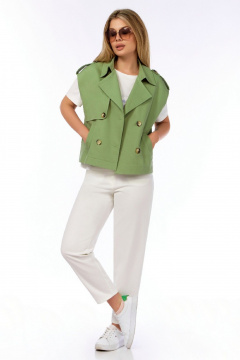 Жилет прямого силуэта из текстильной ткани Джинс LEANNA-STYLE 6007 зелёный - фото 2