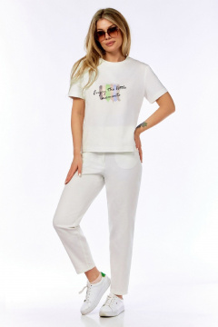 Джинсовый костюм: жилет и брюки с высоким поясом LEANNA-STYLE 9018 зелёный_ белый - фото 4