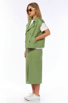 Женский жилет и юбка из костюмного джинса LEANNA-STYLE 9017 зелёный - фото 2