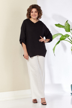 Женская текстильная блуза из ткани с запахом и асимметричным кроем Anastasia 1115 черный - фото 4