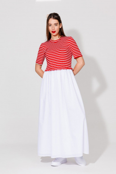 Платье NikVa 534 красный и молоко - фото 3