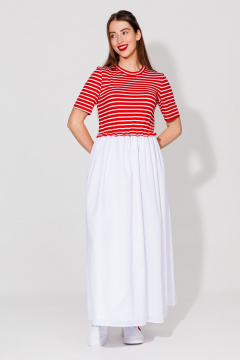 Платье NikVa 534 красный и молоко - фото 1